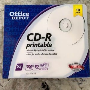 Office Depot 10 Pack CD-R Printable 700 mb 80m 52x